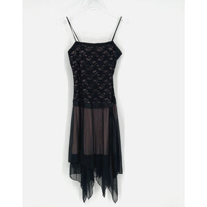 Vtg Napoli Dress Women XL Fairy Whimsigoth Lace Asymmetrical Y2K 90s Mesh Grunge